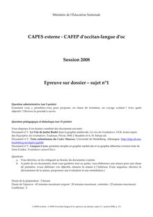 CAPES externe CAFEP d occitan langue d oc épreuve sur dossier sujet n°1 session p