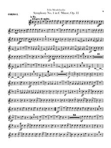 Partition cor 1, 2 (E♭, C), Symphony No.1 en C minor, Sinfonia XIII
