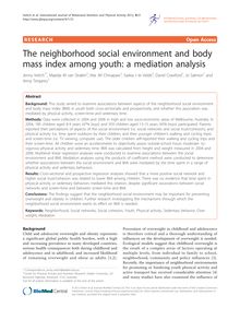The neighborhood social environment and body mass index among youth: a mediation analysis