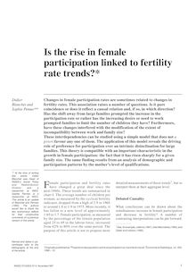 Hausse de l activité féminine : quels liens avec l évolution de la fécondité ? (version anglaise)