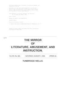 The Mirror of Literature, Amusement, and Instruction - Volume 14, No. 383, August 1, 1829
