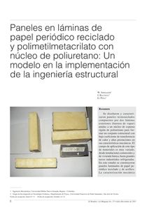 Paneles en láminas de papel periódico reciclado y polimetilmetacrilato con núcleo de poliuretano: Un modelo en la implementación de la ingeniería estructura