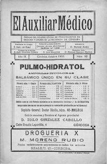 El Auxiliar Médico: revista mensual profesional, n. 092 (1933)