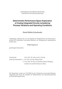 Deterministic performance space exploration of analog integrated circuits considering process variations and operating conditions [Elektronische Ressource] / Daniel Müller-Gritschneder