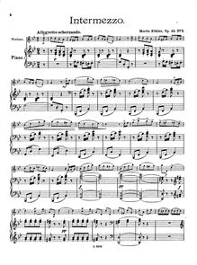 Partition , Intermezzo - partition de piano, 16 Compositions, Sechzehn Compozitionen für Violine mit Klavierbegleitung in 4 Abstufungen