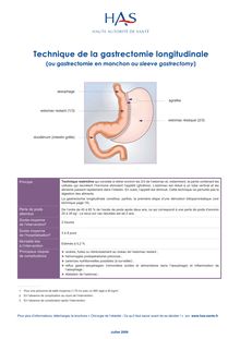 Obésité  prise en charge chirurgicale chez l adulte - Brochure patients - GL - Gastrectomie longitudinale (sleeve gastrectomy) - Fiche technique