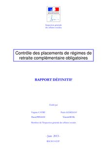 Contrôle des placements de régimes de retraite complémentaire obligatoires (rapport de synthèse)