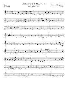 Partition ténor viole de gambe 1, aigu clef, Fantasia pour 5 violes de gambe, RC 32
