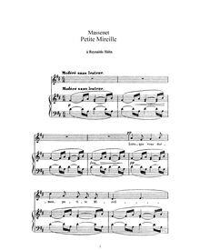 Partition complète (D Major: haut voix et piano), Petite Mireille