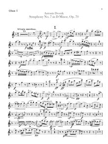 Partition hautbois 1, 2, Symphony No.7, Symfonie č.7, D minor, Dvořák, Antonín