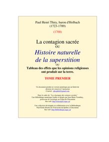 La contagion sacre ou Histoire naturelle de la superstition 0U ...