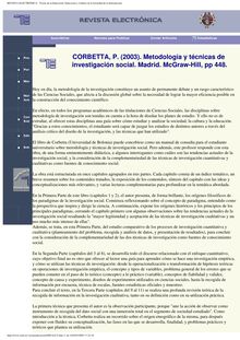 Corbetta, P. (2003). Metodología y técnicas de investigación social. Madrid. McGraw-Hill
