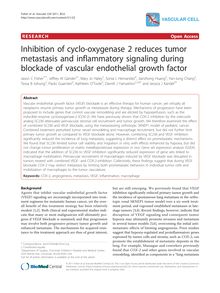 Inhibition of cyclo-oxygenase 2 reduces tumor metastasis and inflammatory signaling during blockade of vascular endothelial growth factor