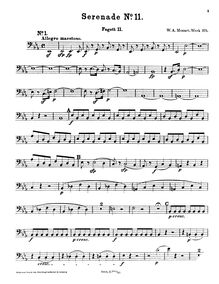 Partition basson 2, Serenade, Serenade No.11 ; Serenade for Winds