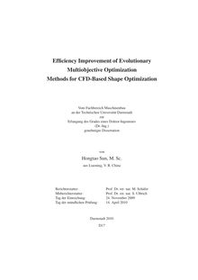 Efficiency improvement of evolutionary multiobjective optimization methods for CFD-based shape optimization [Elektronische Ressource] / von Hongtao Sun