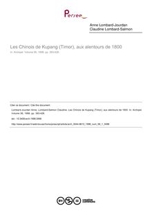 Les Chinois de Kupang (Timor), aux alentours de 1800 - article ; n°1 ; vol.56, pg 393-428