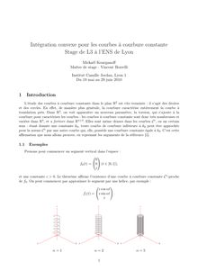 Intégration convexe pour les courbes courbure constante Stage de L3 l ENS de Lyon