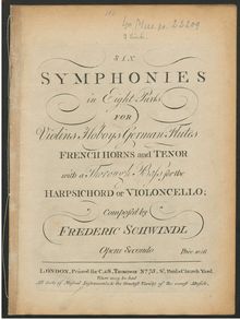 Partition violons II, 6 Symphonies, Op.2, . D major G major C major D major F major E♭ major
