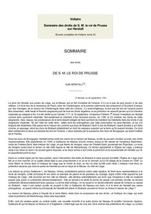 Sommaire des droits du roi de Prusse/Édition Garnier