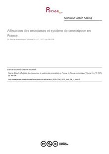 Affectation des ressources et système de conscription en France - article ; n°1 ; vol.24, pg 66-108