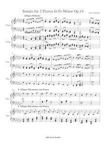 Partition complète, Sonata pour 2 Pianos No.1 en E-Flat Minor Op.14