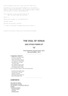 The Vigil of Venus and Other Poems by "Q"