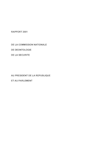 Rapport 2001 de la Commission nationale de déontologie de la sécurité  au Président de la République et au Parlement