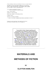 Materials and Methods of Fiction - With an Introduction by Brander Matthews
