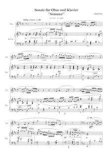 Partition , Mäßig schnell, partition complète, Sonate für hautbois und Klavier  Sommer 