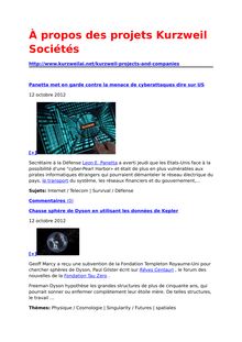 KurzweilAI.net Daily Newsletter‏ / À propos des projets Kurzweil  Sociétés