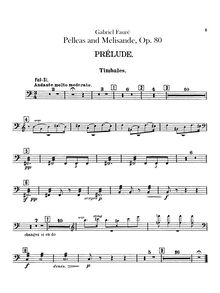 Partition timbales, Pelléas et Mélisande , Op.80, Fauré, Gabriel