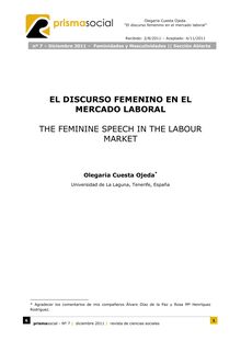 11. EL DISCURSO FEMENINO EN EL MERCADO LABORAL (THE FEMININE SPEECH IN THE LABOUR MARKET)