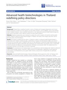 Advanced health biotechnologies in Thailand: redefining policy directions
