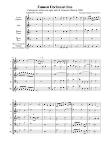 Partition complète (SATB enregistrements, continuo; alto notation), Canzon Decimasettima