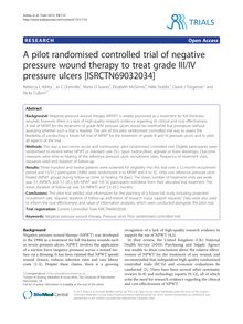 A pilot randomised controlled trial of negative pressure wound therapy to treat grade III/IV pressure ulcers [ISRCTN69032034]