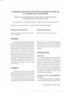 EFICIENCIA PRODUCTIVA DEL SECTOR VACUNO DE LECHE EN LA CAMPIÑA BAJA CORDOBESA (PRODUCTIVE EFFICIENCY OF DAIRY CATTLE SECTOR IN THE CAMPIÑA BAJA OF CORDOBA (SPAIN))