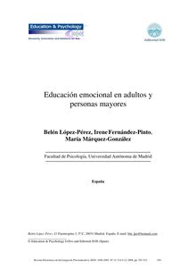 Educación emocional en adultos y personas mayores(Emotional competency education in adults and seniors)