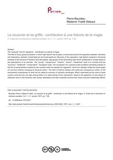 Le couturier et sa griffe : contribution à une théorie de la magie - article ; n°1 ; vol.1, pg 7-36