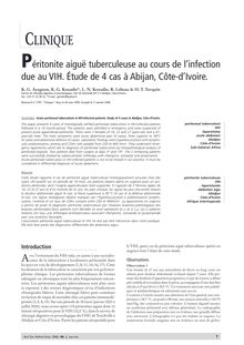 Péritonite aiguë tuberculeuse au cours de l’infection à VIH. Étude de  4 cas.