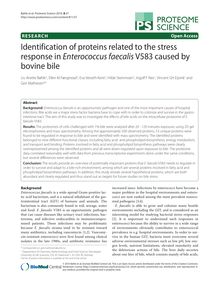 Identification of proteins related to the stress response in Enterococcus faecalisV583 caused by bovine bile