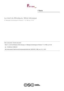 La mort du Minotaure. Miroir étrusque - article ; n°1 ; vol.18, pg 51-63