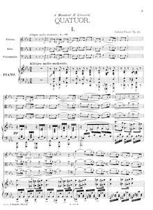Score, Piano quatuor No.1, Fauré, Gabriel