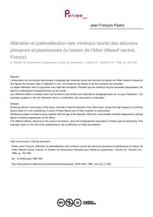 Altération et paléoaltération des minéraux lourds des alluvions pliocenes et pleistocenes du bassin de l Allier (Massif central, France) - article ; n°3 ; vol.23, pg 257-269