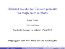 Skorohod calculus for Gaussian processes via rough paths methods
