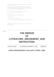 The Mirror of Literature, Amusement, and Instruction - Volume 14, No. 394, October 17, 1829