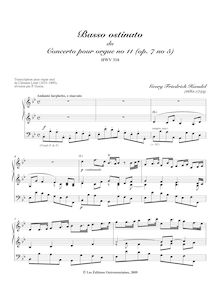 Partition , Andante larghetto, e staccato (Basso ostinato), 12 orgue Concertos, Op.4 & Op.7