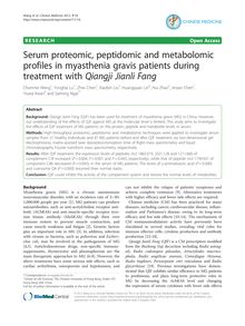 Serum proteomic, peptidomic and metabolomic profiles in myasthenia gravis patients during treatment with Qiangji Jianli Fang