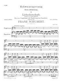 Partition complète, Schwanengesang, Swan Song / Letztes Werk, Schubert, Franz