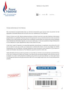 Lettre de Marine Le Pen aux adhérents du FN