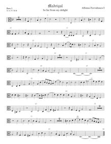 Partition viole de basse 1, alto clef, madrigaux, Ferrabosco Sr., Alfonso
